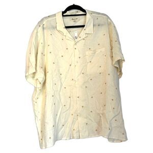 Madewell Men’s XXL Linen Short Sleeve button down Casual Dresss top Shirt Cream